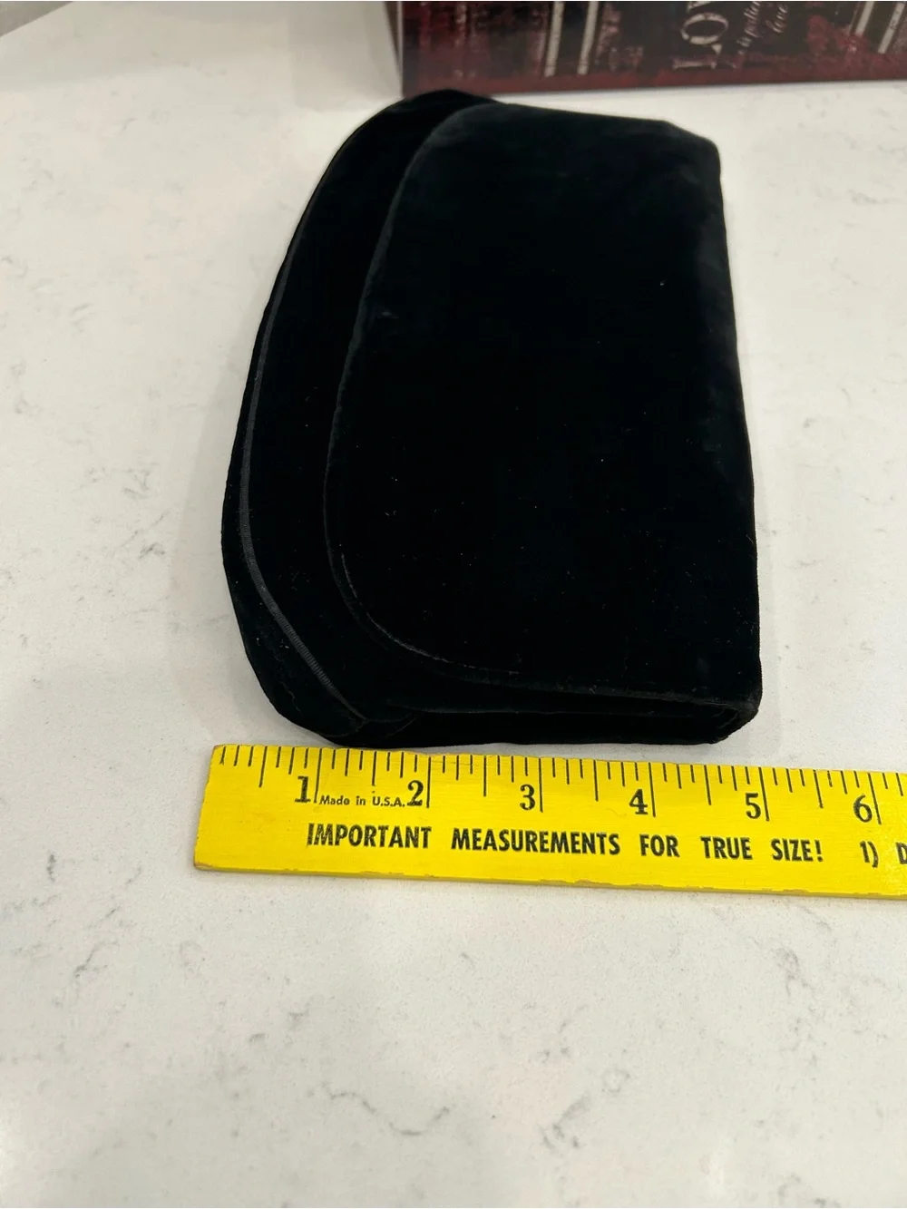 Vintage 40-50s Black Velvet Flap Clutch - Classic